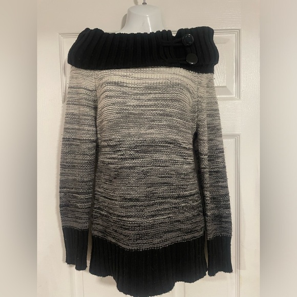 Alison Sheri striped off shoulder cowl neck sweater size S - Picture 1 of 4